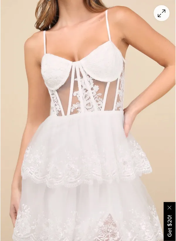 Lulus Alluring Sensation White Tulle Embroidered Tiered Maxi Dress - Image 4