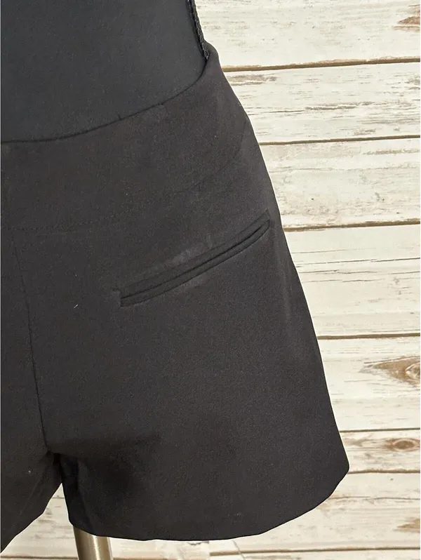 Zara Basic black pearl embellished wrap-style skort XS minimalist modern classic - Image 6