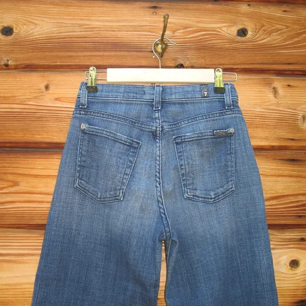 7 For All Mankind High Waist Raw Hem Culottes Jeans - Image 7