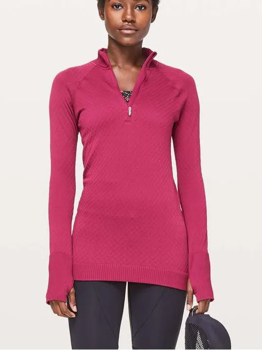 Lululemon Rest Less 1/2 Zip Star Ruby Long Sleeve Top - Image 2