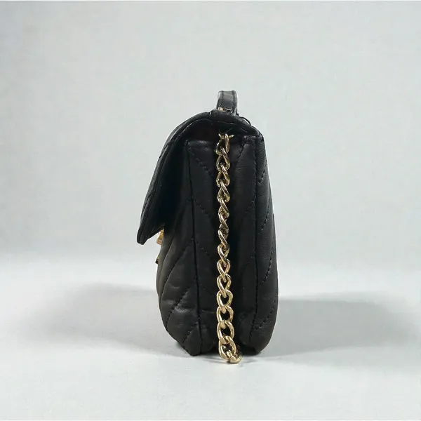 MICHAEL KORS Quilted Leather Sloan Chain Crossbody HandBag Black Clasic Elegant - Image 4