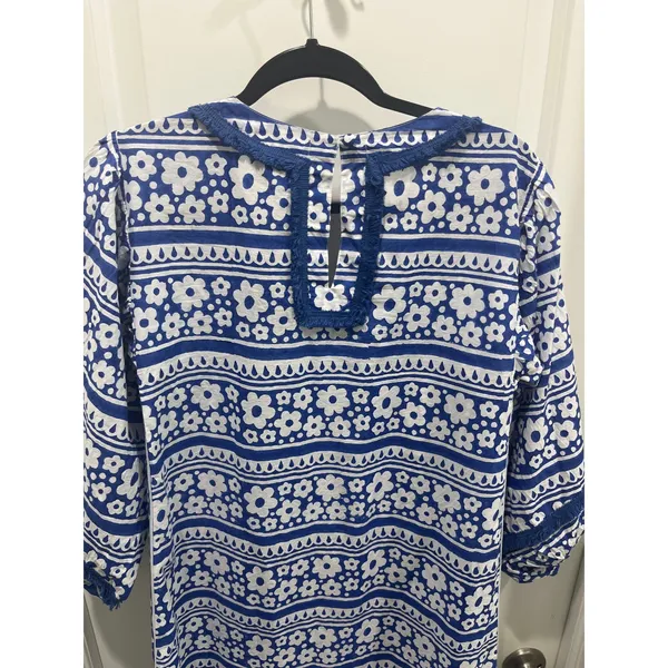 NWT Tuckernuck Tnuck Tunic Petal Paradise Blue & White Mini Dress Sz M - Image 7