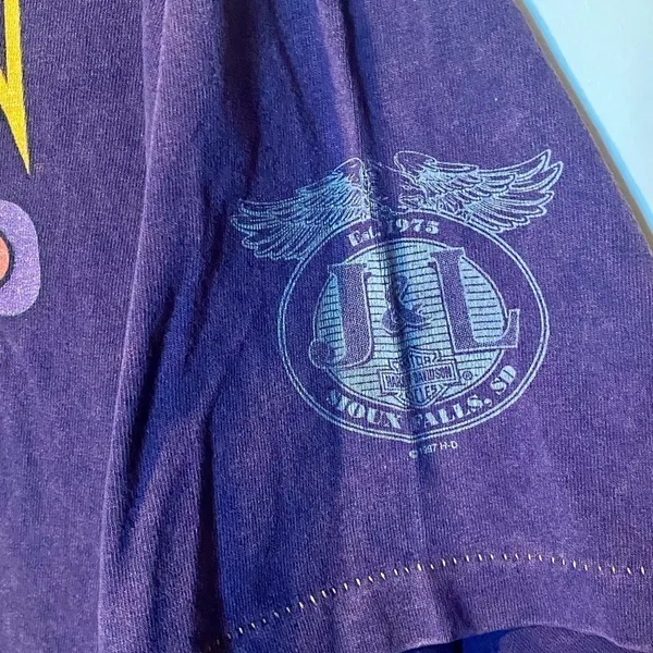 Harley Davidson Motorcycles Purple Short Sleeve T-Shirt Top - Image 4