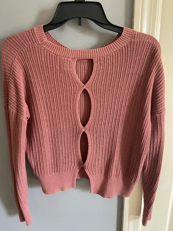 Hippie Rose Pink Sweater Open Back - Image 2
