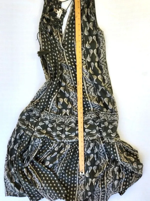 World Market Women's Cotton Tired Maxi Summer Halter Printed Dress Green New S/M - Image 4