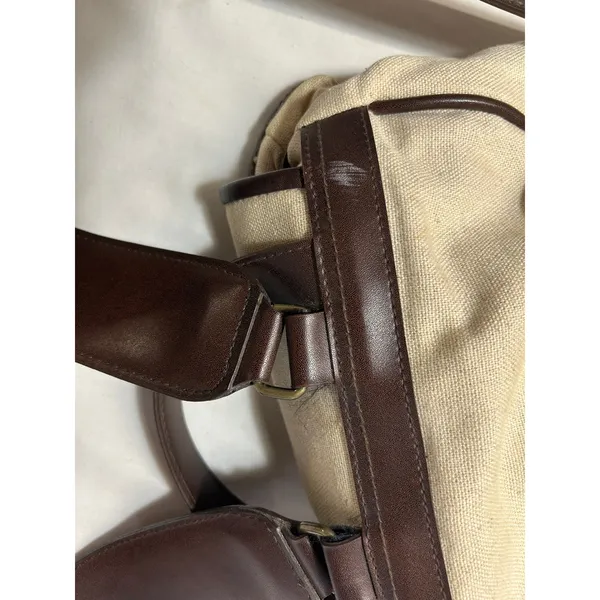GAP Canvas Leather Trim Drawstring Backpack Brown‎ Rucksack Minimalist - Image 4