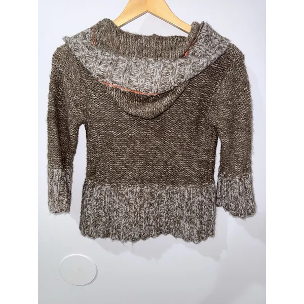 Free People Sz XS Cardigan Hooded Sweater Wool Blend Chunky CottageCore Boho Y2K - Image 5