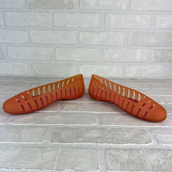 Crocs Adrina II Women 7 Orange Jelly Flats Sandals Casual Summer Vacation Travel - Image 11