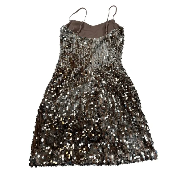 Charlotte Russe Sequin Mini Dress Brown Y2K McBling Party Glam Small - Image 4