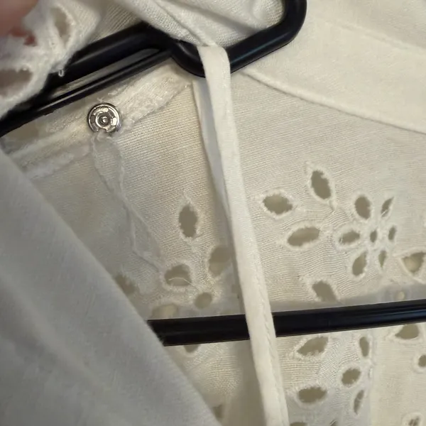 $168 FREE PEOPLE Vera Shirtdress M Eyelet Embroidered‎ Linen Blend Ivory White - Image 4