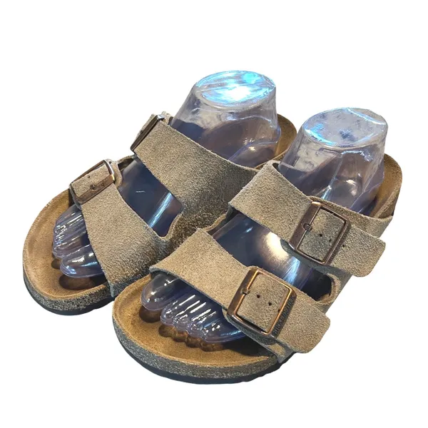 Birkenstock Arizona Sandals Women 39 Taupe Suede Boho Comfort Slide Made Germany - Image 3