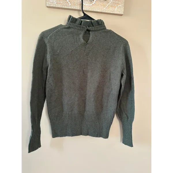 J. Crew Women's Lambs Wool Mock Neck Green Sweater - Image 4