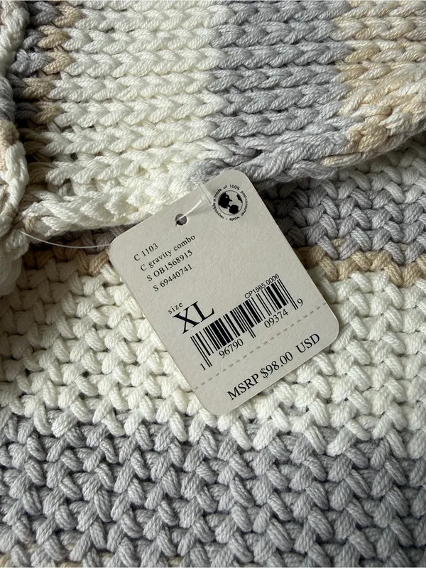 Free People Women's Devon Long Sleeve Striped Cropped Sweater Size XL - Image 6