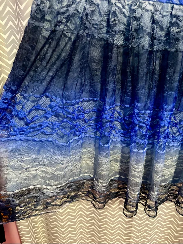 Vintage Betsey Johnson | Blue Lace Ombre Drop Waist Dress, size 8 - Image 4