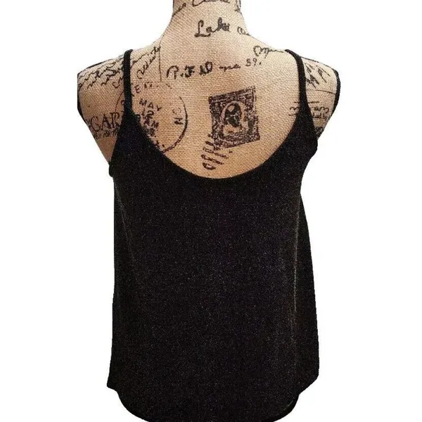 Altar'd State Womens Size M Tank Top Shirt Glam Sparkle‎ Party Black Scoop Neck - Image 4