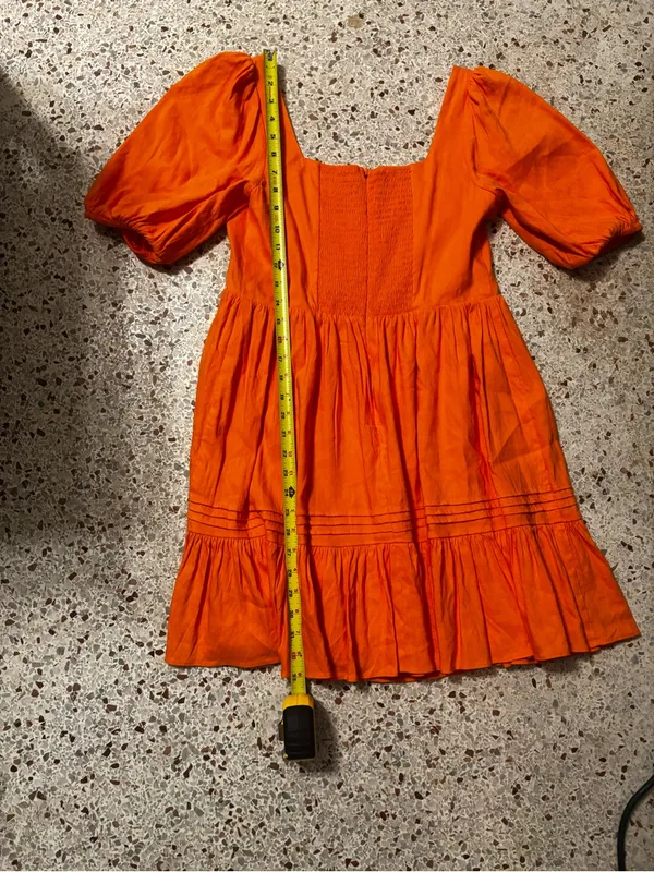 Gianni Bini Sweetheart Neckline Short Puff Sleeve Linen Babydoll size 4 - Image 8