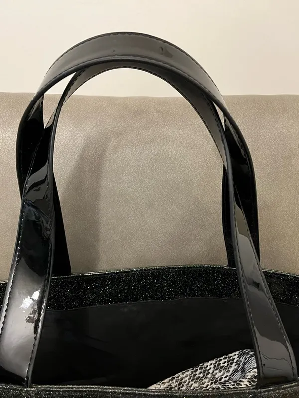 Jimmy Choo Parfums Black Patent Tote Bag Large Glossy Shopper Bag - Image 6