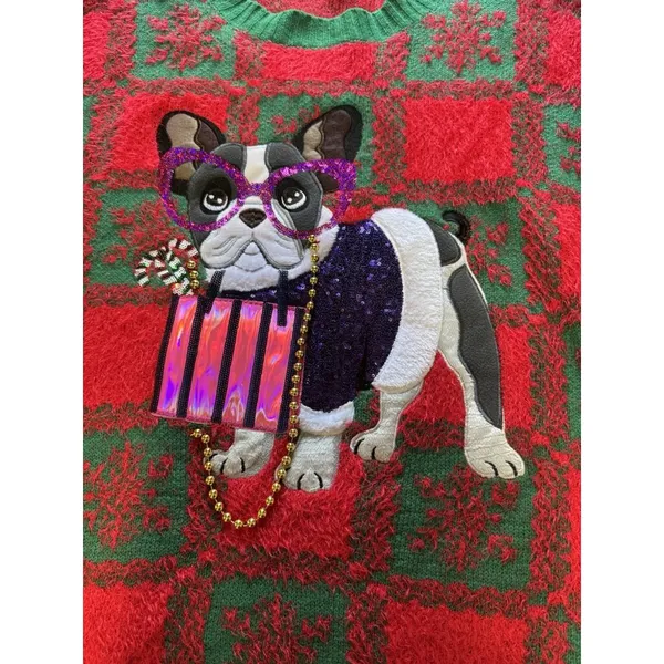 Holiday Time Women Size 4X Boston Terrier Ugly Christmas‎ Sweater Holiday Party - Image 3