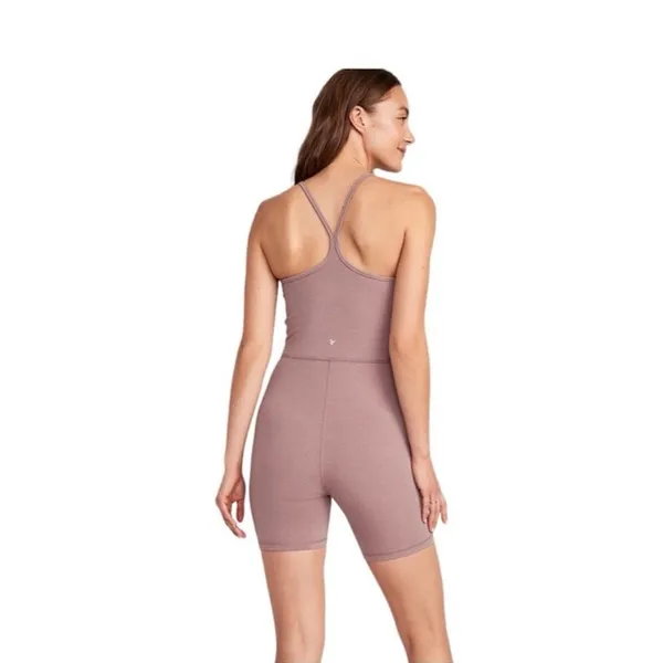 Old Navy PowerChill Racerback Romper Pink Athletic One Piece 6" Inseam - Image 3