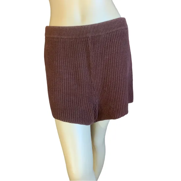 Reformation Brown Knit Sweater Elastic Waist Shorts (L) - Image 2