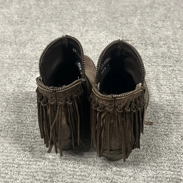 Circle G Corral Fringe Ankle Boots Womens 6 Distressed Leather Western Booties - Image 7