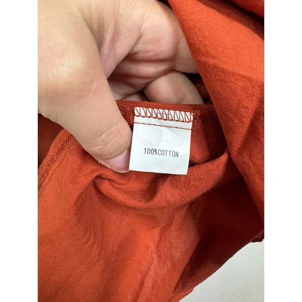 Petal + Pup Rust Orange Smocked Puff Sleeve Cotton Midi Dress Womens‎ Size 4 - Image 6