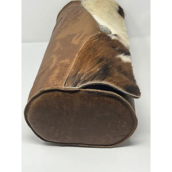 Western Leather Cowhide Barrel Bag Walking Liberty Half Dollar Brown Cowboy Bike - Image 4