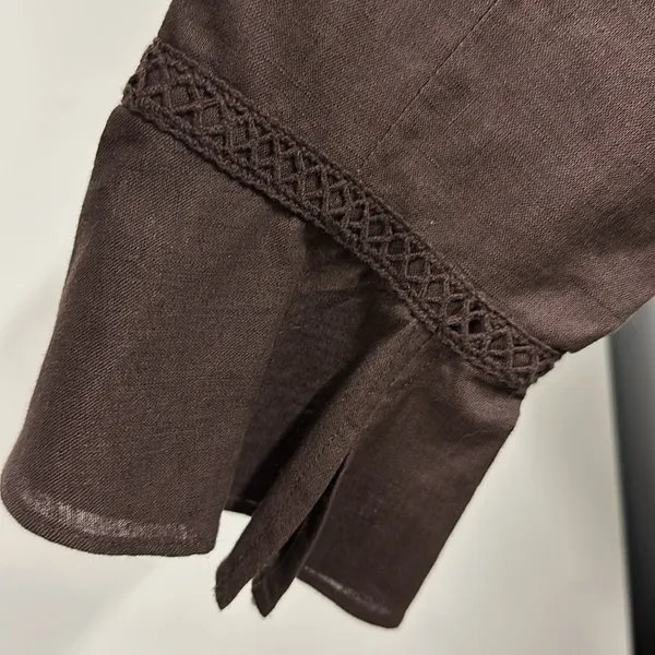 Oscar De La Renta Linen Brown 3 Quarter Bell Sleeve Hook Front Top Jacket Size 8 - Image 14