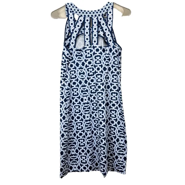 Gretchen Scott Navy Blue Strappy Sleeveless Isosceles Geometric Dress‎ SMALL - Image 7