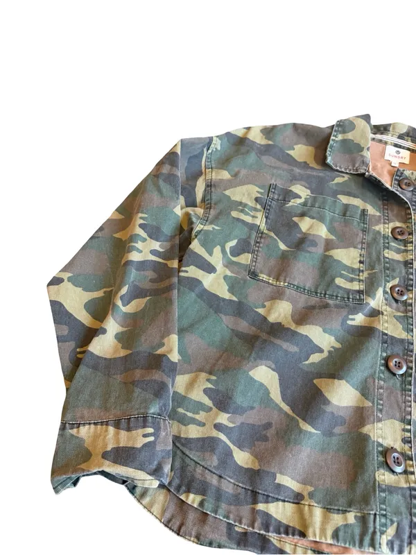 Sundry Button-Down Camo Jacket Shacket Layering 100% Cotton Streetwear Sz Large - Image 3