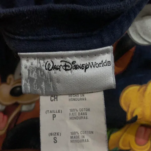 Vintage Disney World Mickey Mouse Goofy Donald Duck Pluto Navy Blue Graphic tee Tshirt Top Blouse Short Sleeve 100% Cotton Crew neck - Image 5