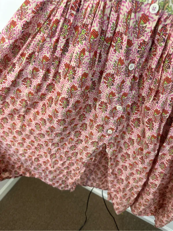 Zara Pink Floral Boho Midi Dress with Lavender Crochet Trim Midi Length Small - Image 4