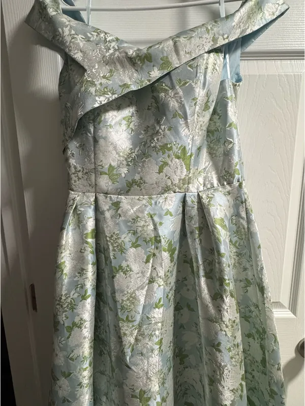 Wedtrend Floral Light Blue and Green Women's Bridesmaid/ Prom Dress - Image 2