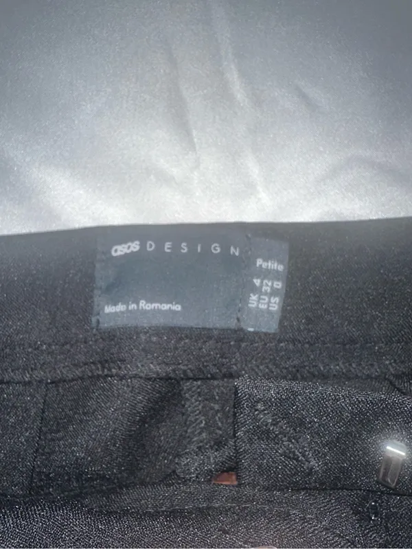 ASOS Petite Black Tailored Straight Leg Trousers Work Office Slacks Size 0 - Image 4