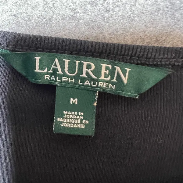 Lauren Ralph Lauren Womens Black Ribbed Cotton Long Sleeve Crew Neck Top Size M - Image 3