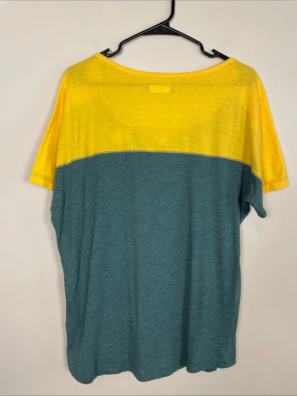NFL Green Bay Packers Women’s Split Neck Green Yellow Short Sleeve Shirt - Image 7