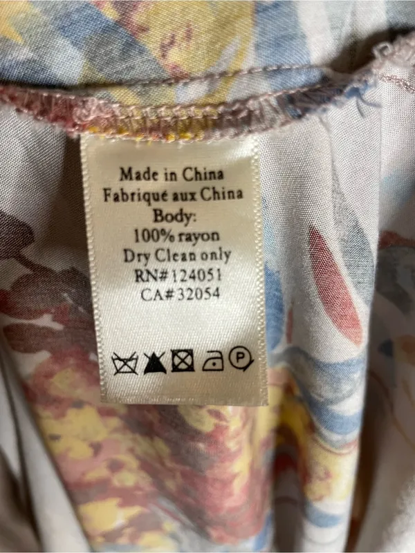 The Odells Floral Maxi Wrap Dress in Taupe with Pink & Mustard Accents Size M - Image 9