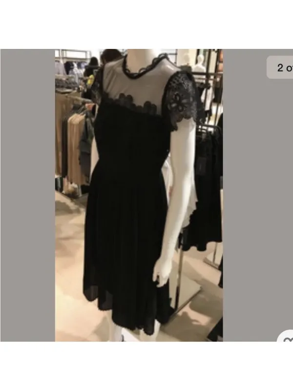ZARA BLACK‎ GUIPURE LACE MIDI DRESS SHEER size Small - Image 2
