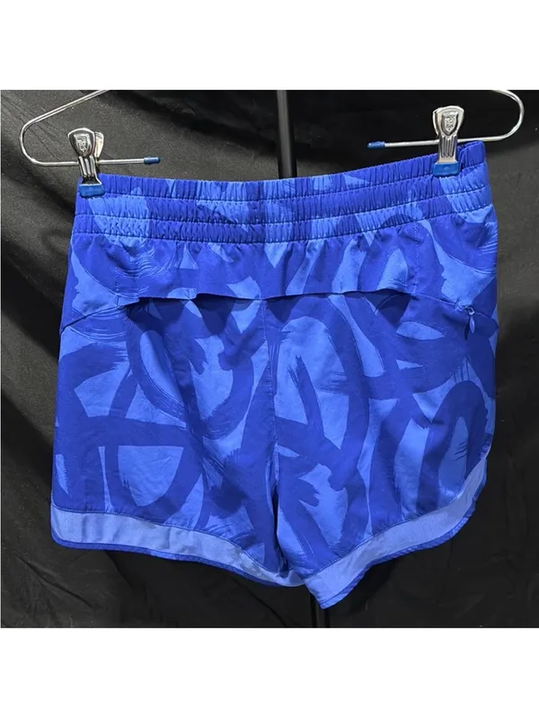Athleta Royal Blue Patterned Women's Athletic Shorts - Image 3