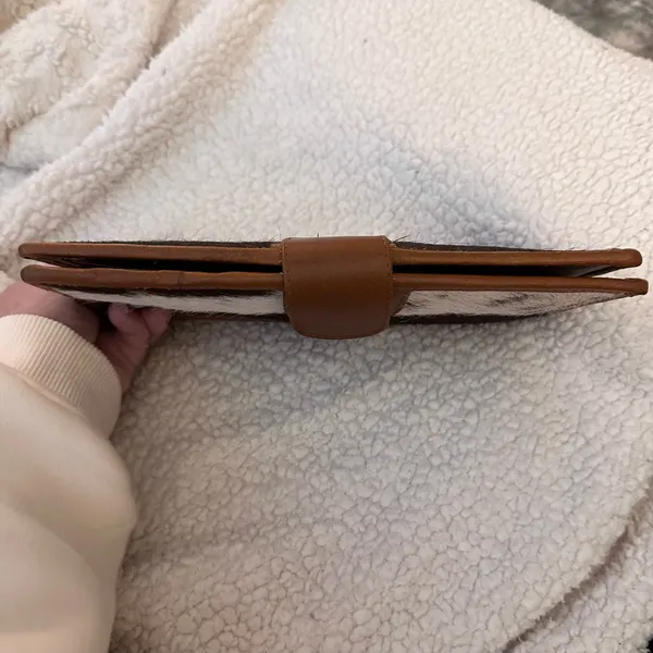 Handmade Women’s Extra large Leather & Cowhide Wallet Brown - Image 9