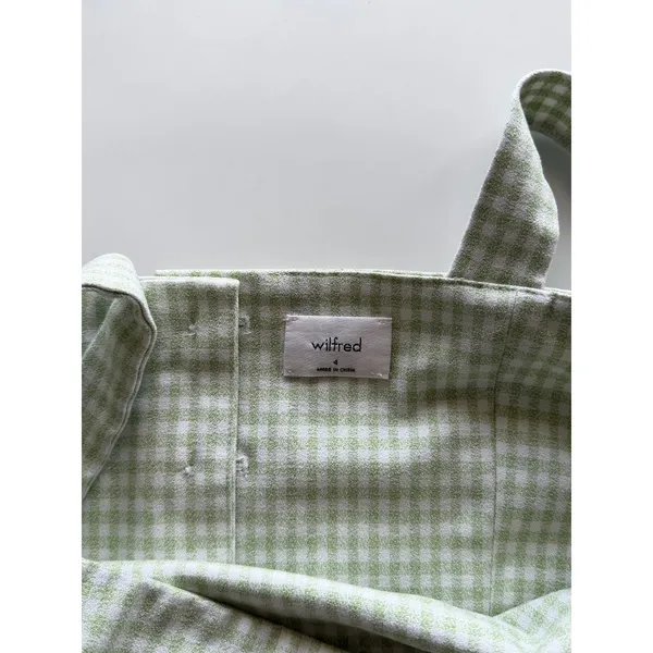 Wilfred Aritzia Gingham Cropped Tank Top Sage Green White‎ Button Back Cami 4 - Image 3
