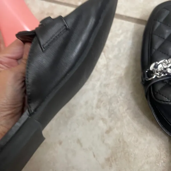 Steve Madden Kalista Black Quilted Chain Embellished Loafer‎ Mules Sz 7M used 1x - Image 9