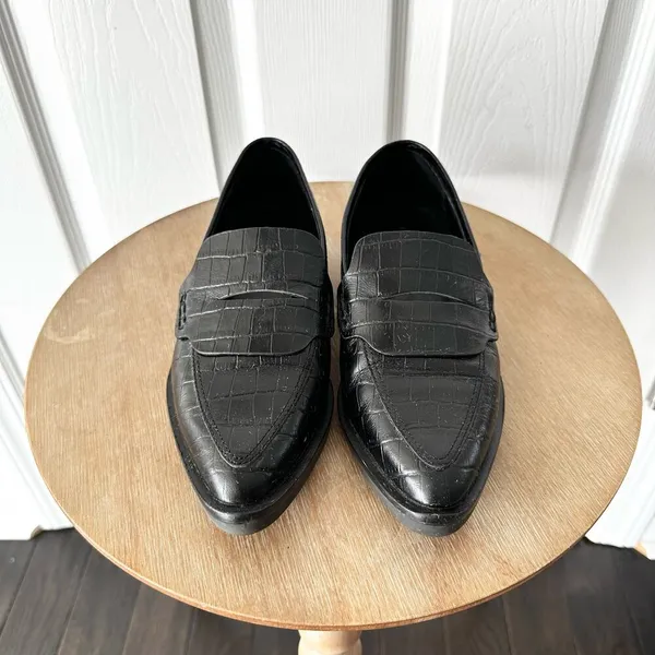 Rebecca Minkoff Pacey Croc Embossed Leahter Pointed Menswear Loafers Shoes 5.5 - Image 3