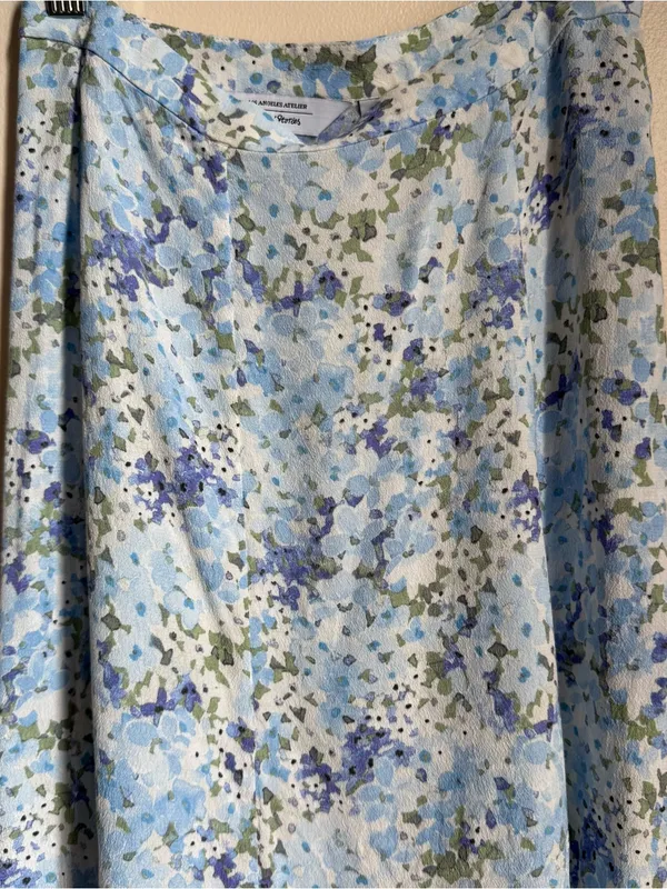 & Other Stories Light Blue Floral Midi Skirt Size 0 Cottage Coquette Flowers - Image 3