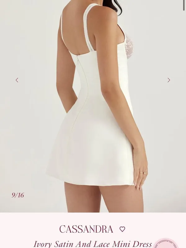 house of cb ivory cassandra satin and lace mini dress XS NWT - Image 5