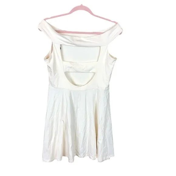 ASOS‎ Cream Off The Shoulder Skater Dress Open Back US 10 - Image 4