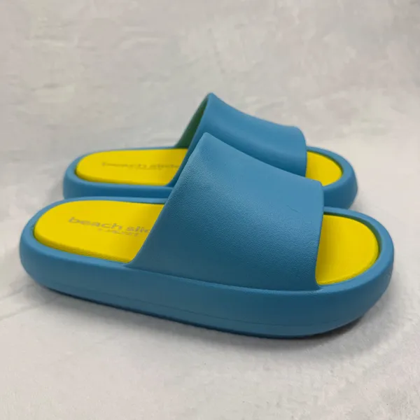 J/Slides Beach Slides Sandals Turquoise Yellow Squish Slides Size 7‎ - Image 5