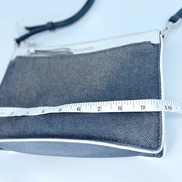Kate Spade Cameron Crossbody Bag Women Navy White Denim Colorblock Leather Purse - Image 8