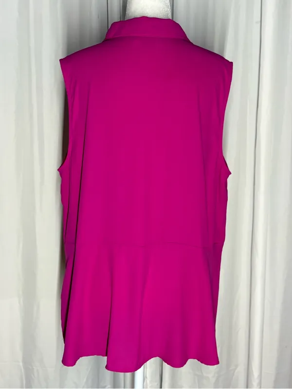 Dana Buchman Sleeveless V-Neck Camisole in Bright Fuchsia - Image 2