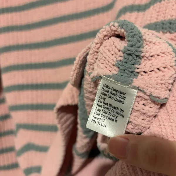 Crown &‎ Ivy chenille Turtleneck Sweater striped Pink Gray Size large - Image 5